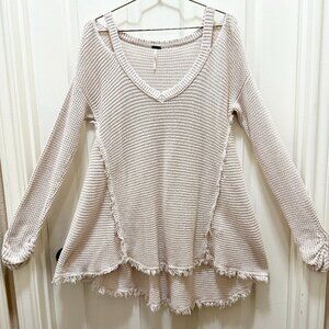 Free People Women's Swing Waffle Knit Sweater Size S Ivory Cold Shoulder Boho